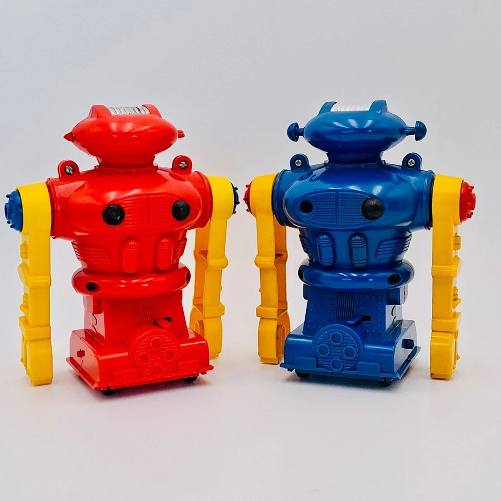 Vintage Karate Robot Battery Operated Toy Lot of 2 Red Blue Made In Hong Kong 7